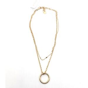 Panacea Layered Open Circle Pendant Necklace for Women's Elegant Gold Design